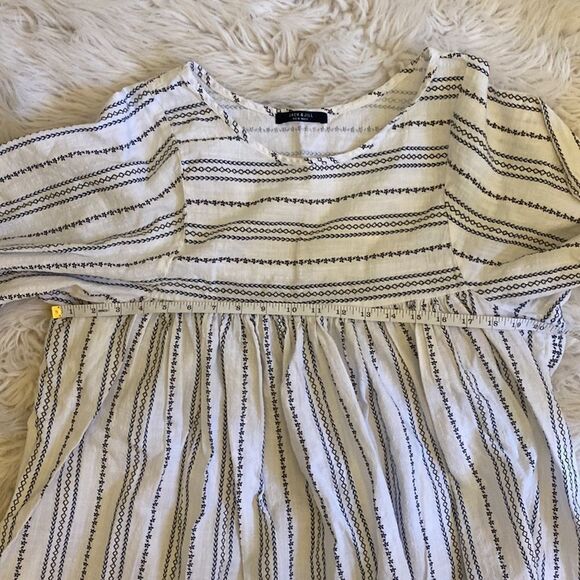 Jack & Jill babydoll dress sz M. Measurements in photos. White/navy/light blue. - Picture 7 of 11